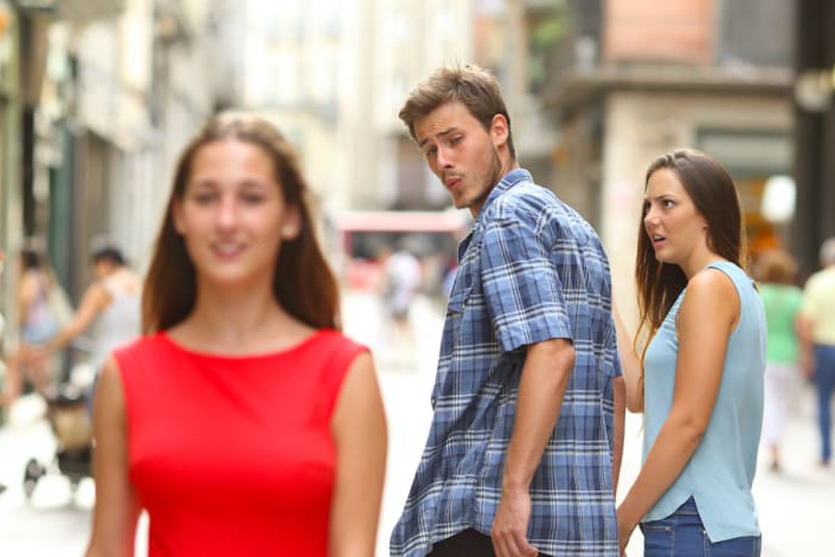 Distracted Boyfriend meme about The Feed
